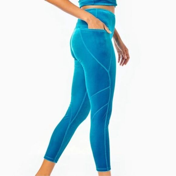 Lilly Pulitzer UPF 50+ Luxletic Weekender High Rise Legging Teal Small - Picture 2 of 12